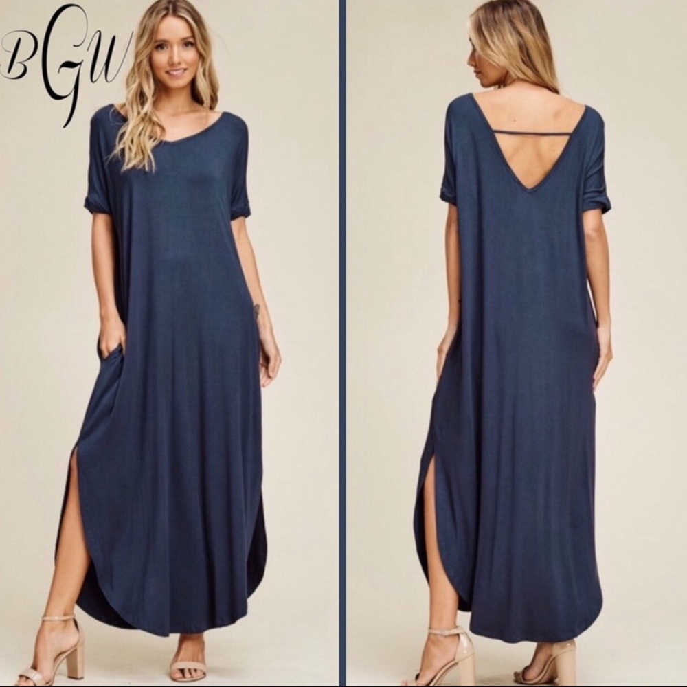 NWT Oversized Maxi Side Slits T-Shirt Dress